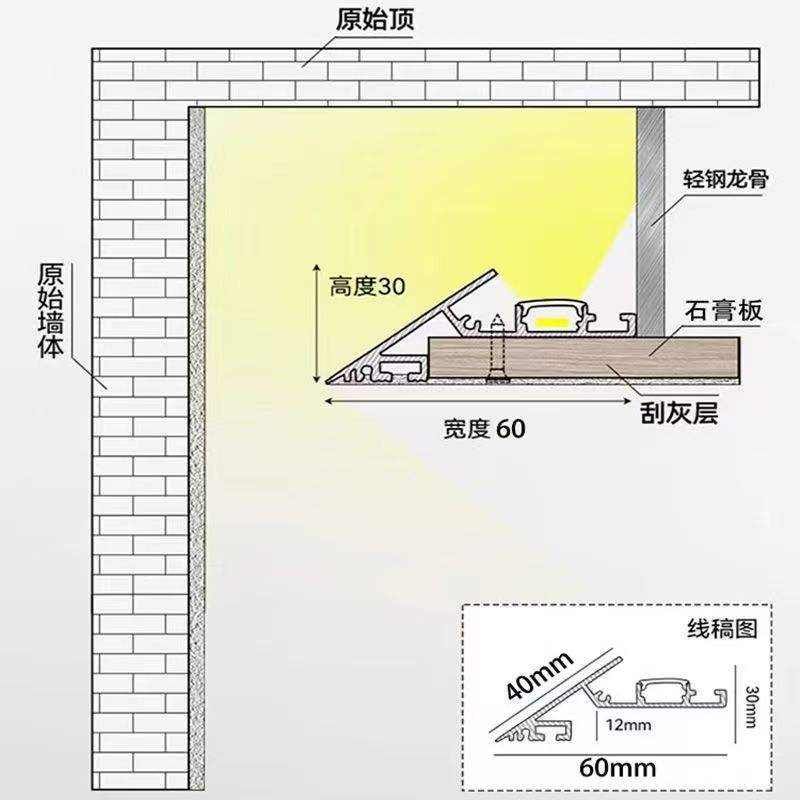 Plasterboard-LED-Profile-Light-for-Embedded-Ceiling-Lighting-7