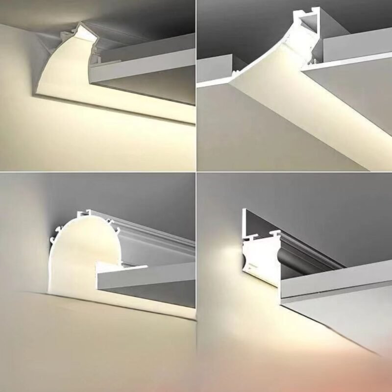 No Grooving LED Aluminum Profile Ceiling Top Corner Arc Linear Wall ...